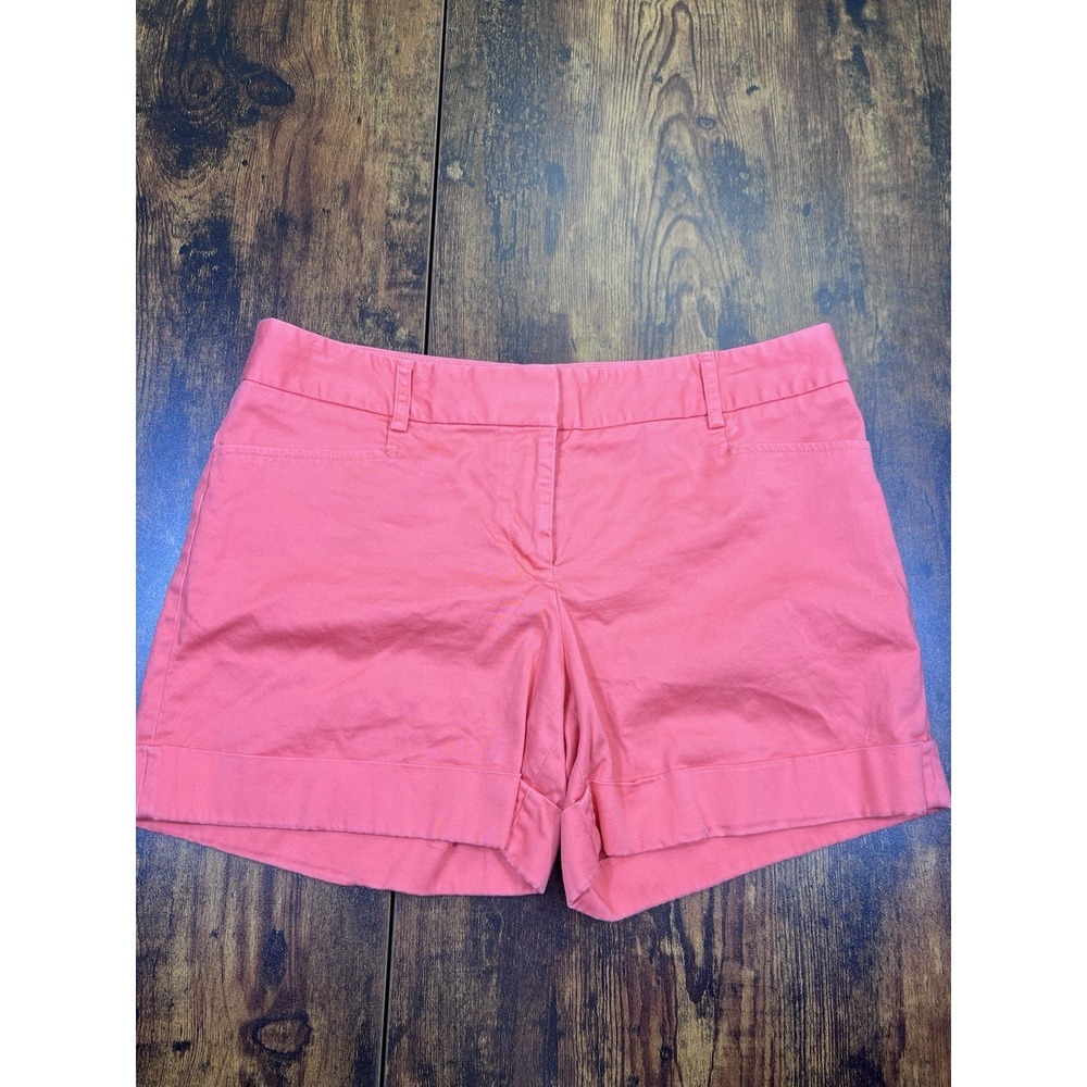 Express Womens Coral Pink Cuffed Chino Shorts Editor Size 4 Mid Rise